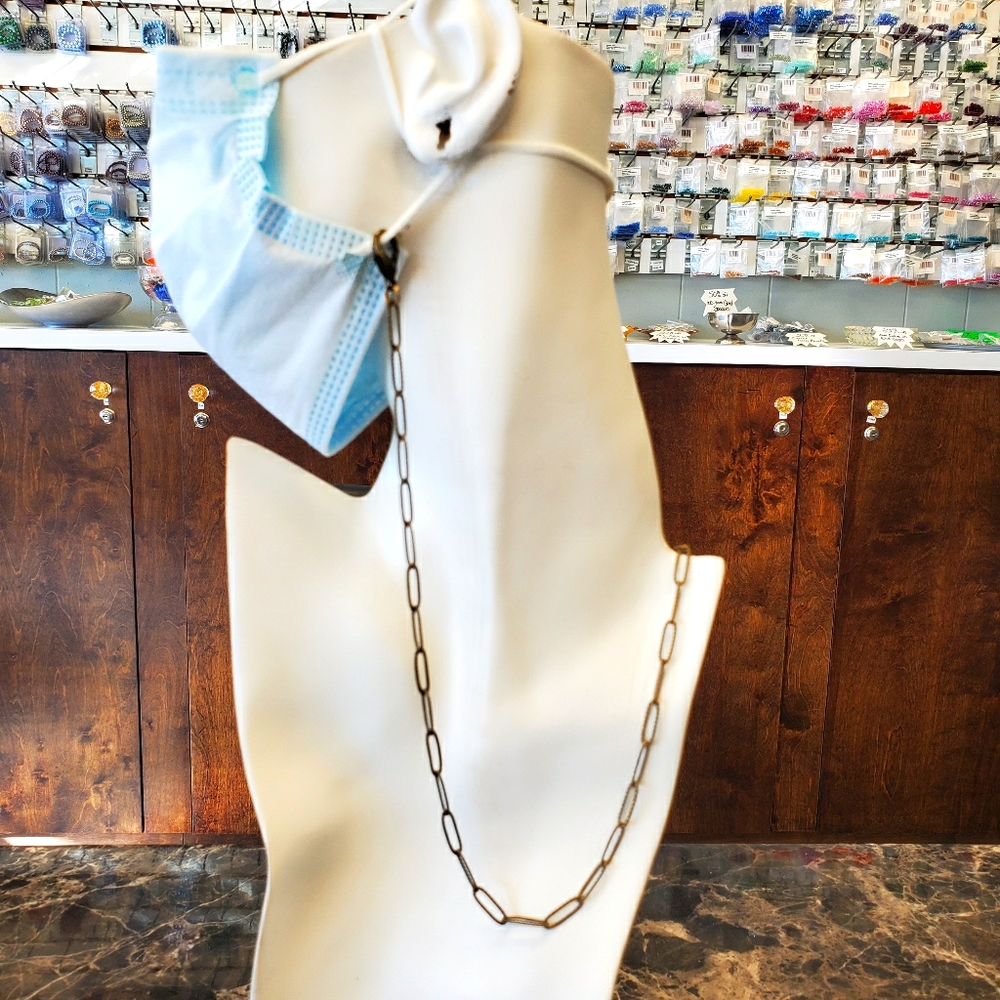 Mask or Eyeglass Holder Antique Brass